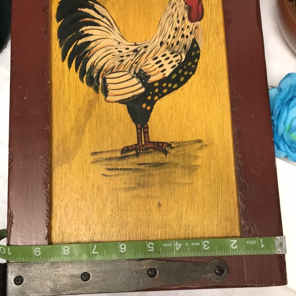 Vintage Chicken Hand painted rooster on wood shabby chic French country Home - Picture 6 of 9